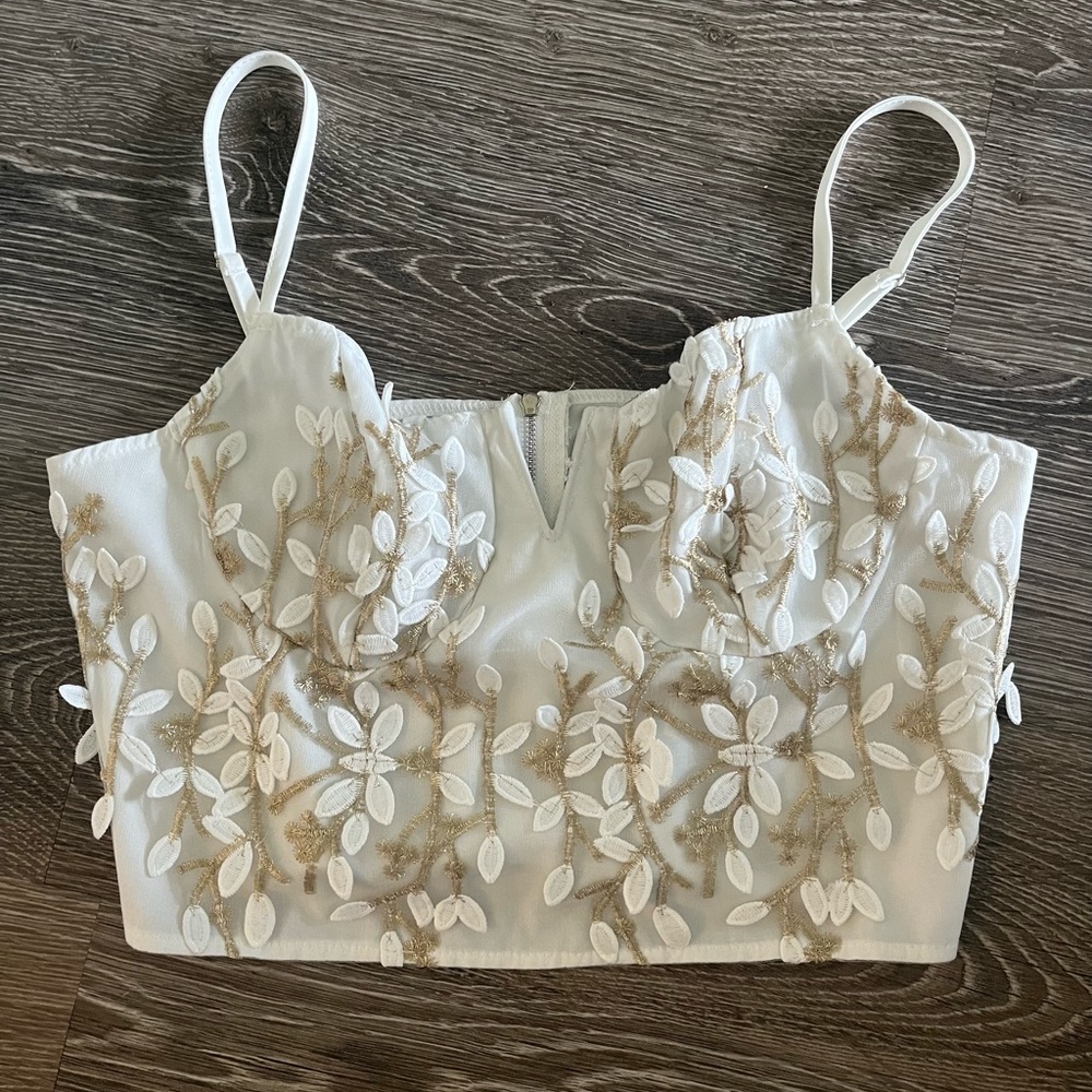 White corset-like top